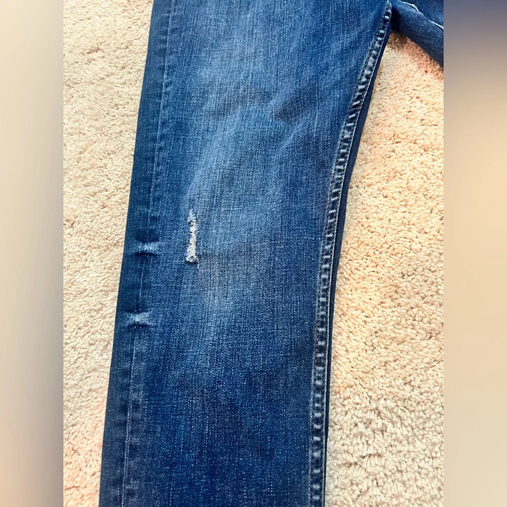 Mens Zara Dark Blue Weathered Skinny Jeans Size 32